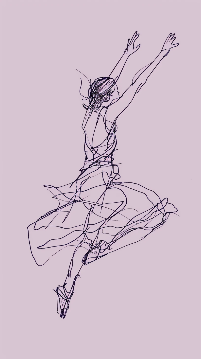 Dancer Leaping Minimalist Line Art
