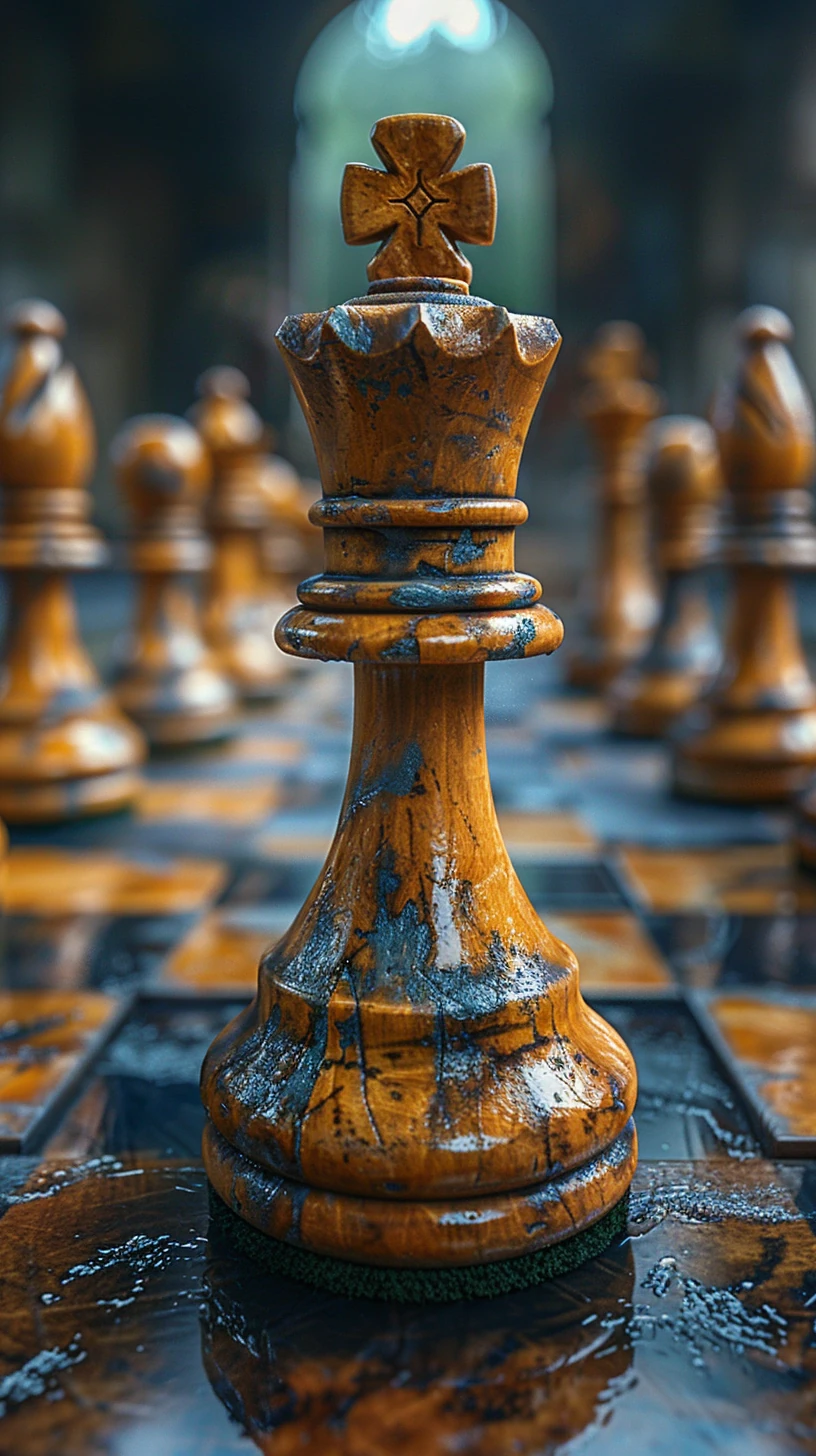 Chess Pieces Dramatic Lighting Close