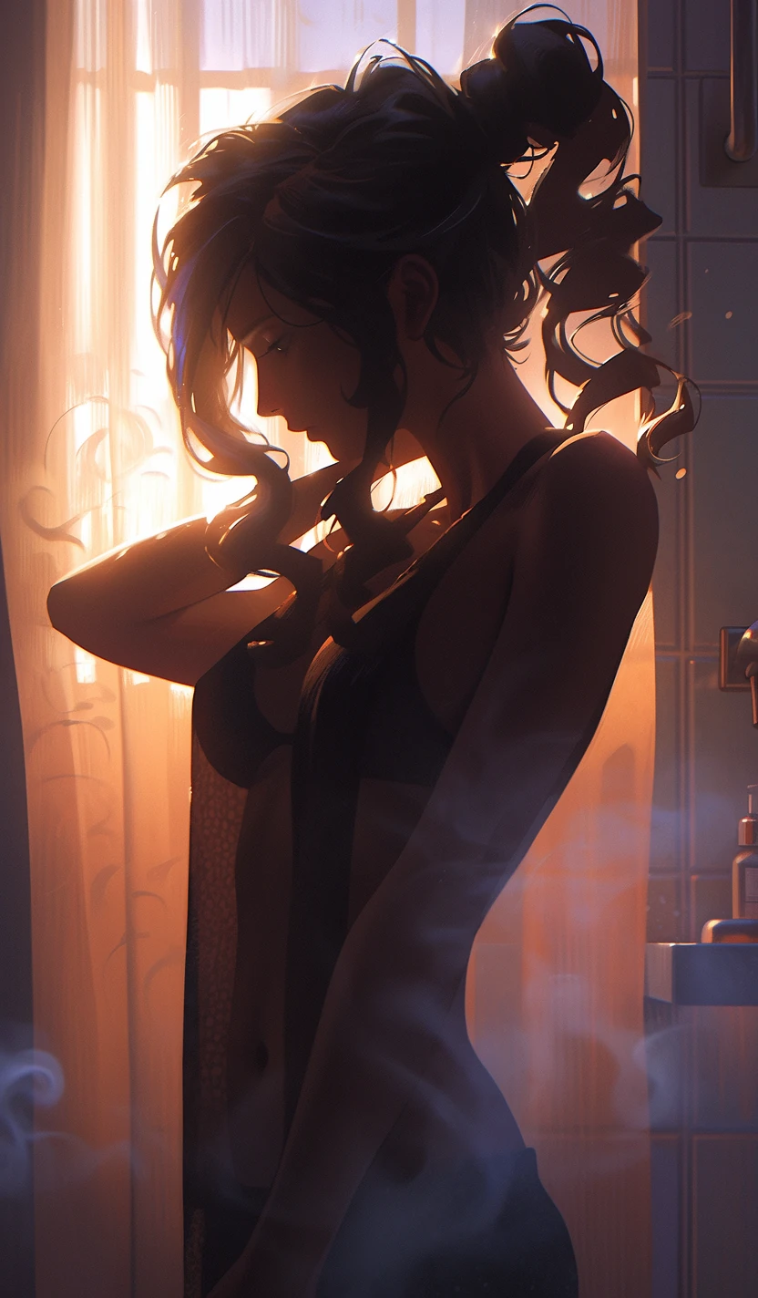 Silhouette Shower Steam Portrait
