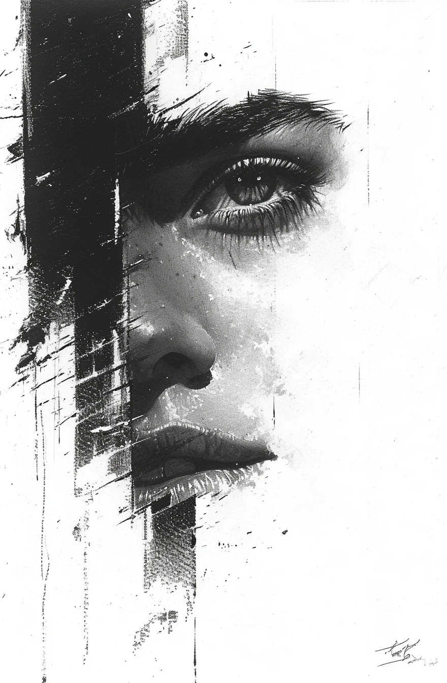 Abstract Black White Portrait