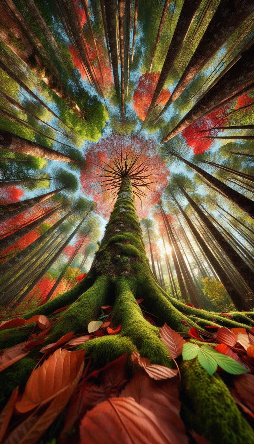 Low Angle View of Serene Forest in Autumn