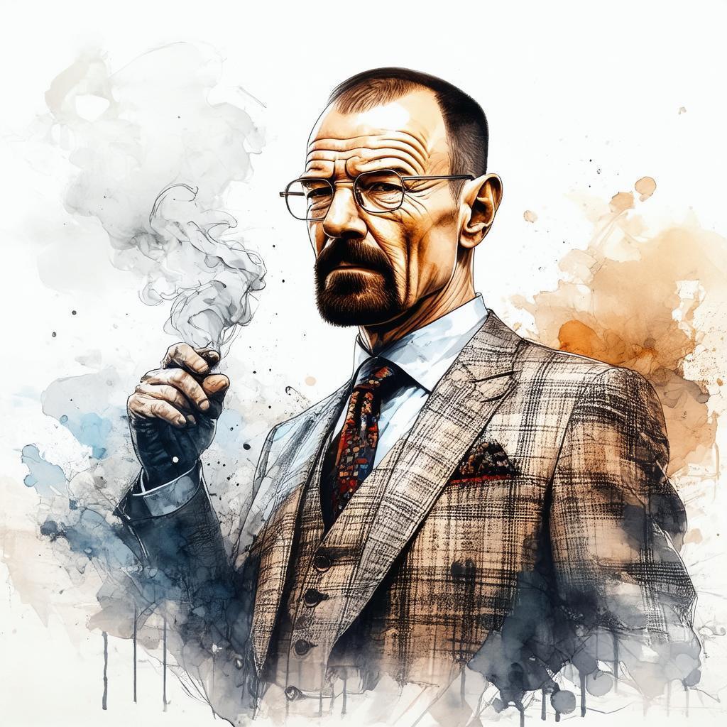 Walter White Illustrated in Vintage Ink