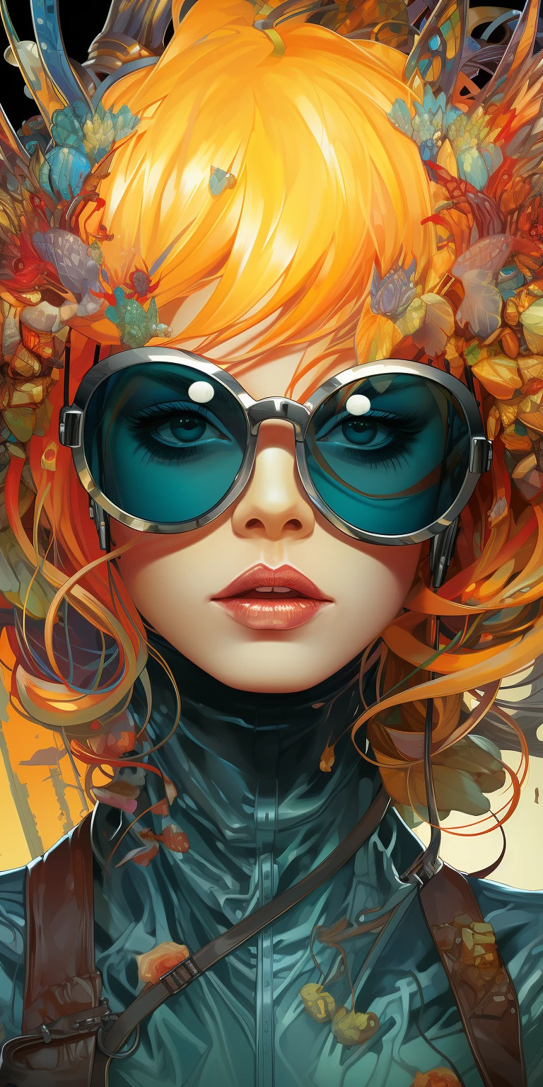 Girl Orange Hair Futuristic Art