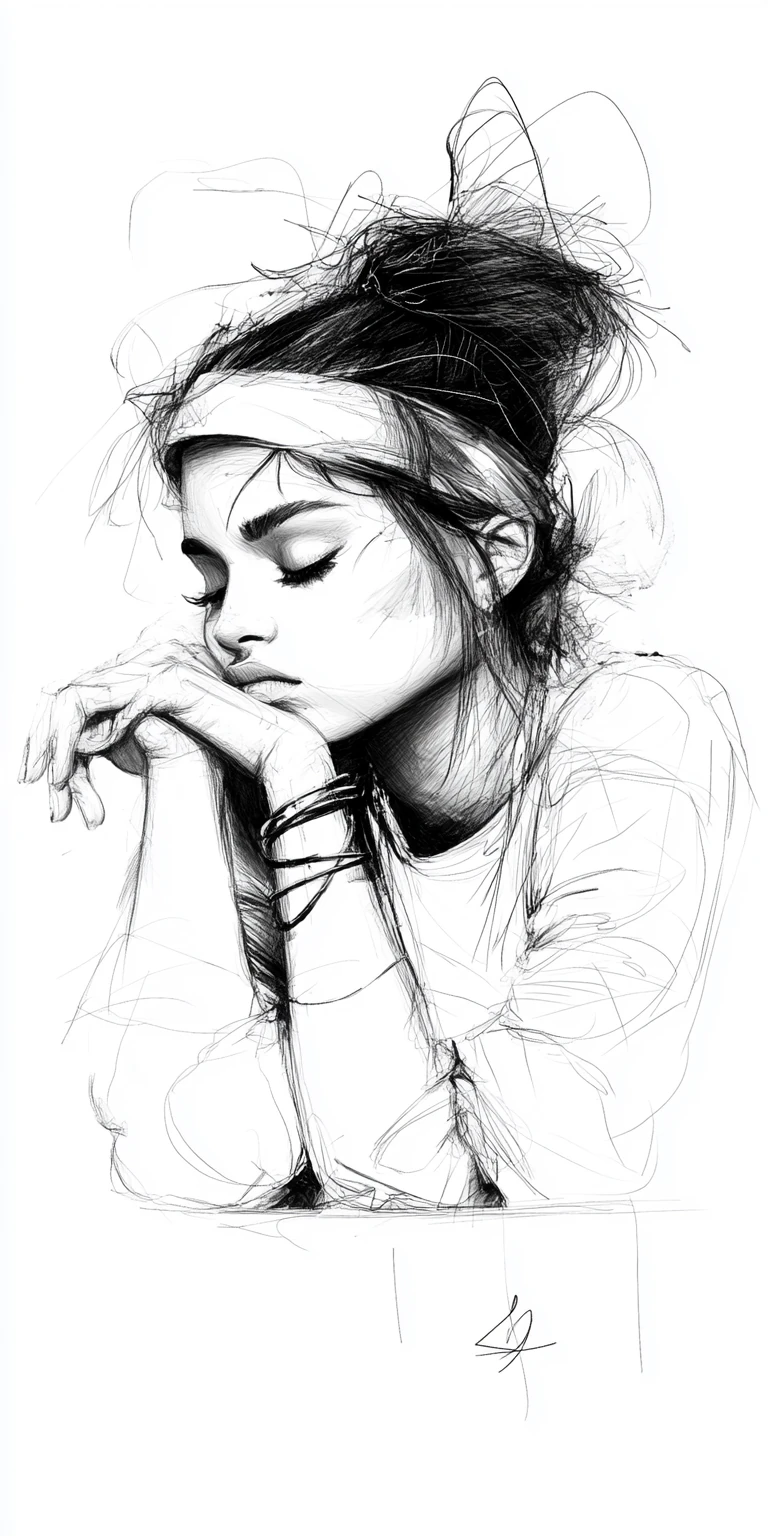 Woman Minimalist Line Sketch