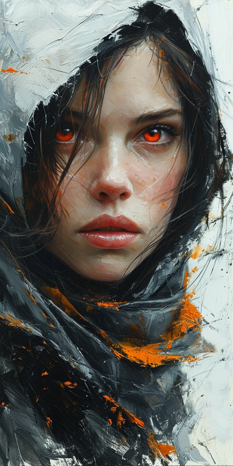 Woman Red Eyes Hood Portrait