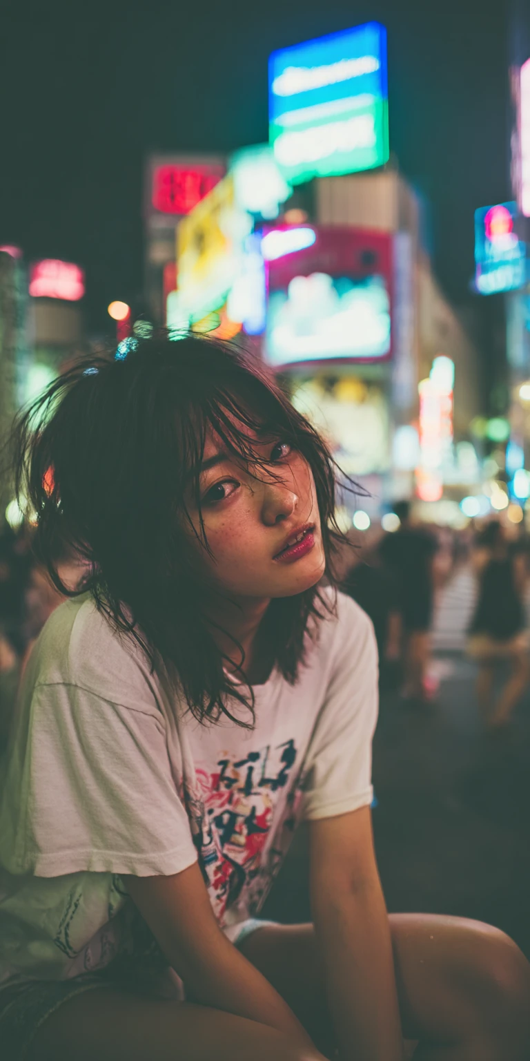 Gen Z Woman Shibuya Scramble Crossing