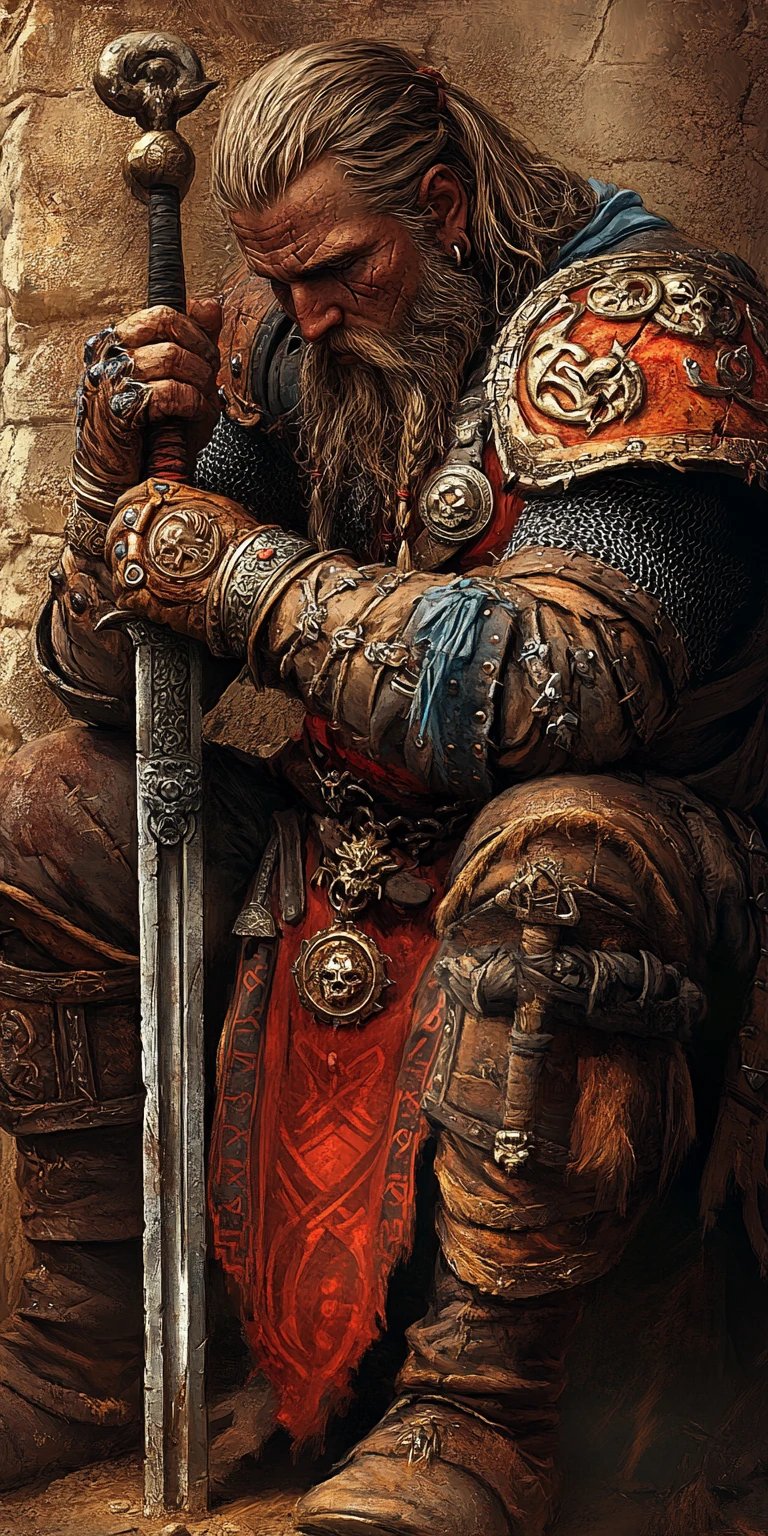 Viking Warrior Swords Dark Bronze Red