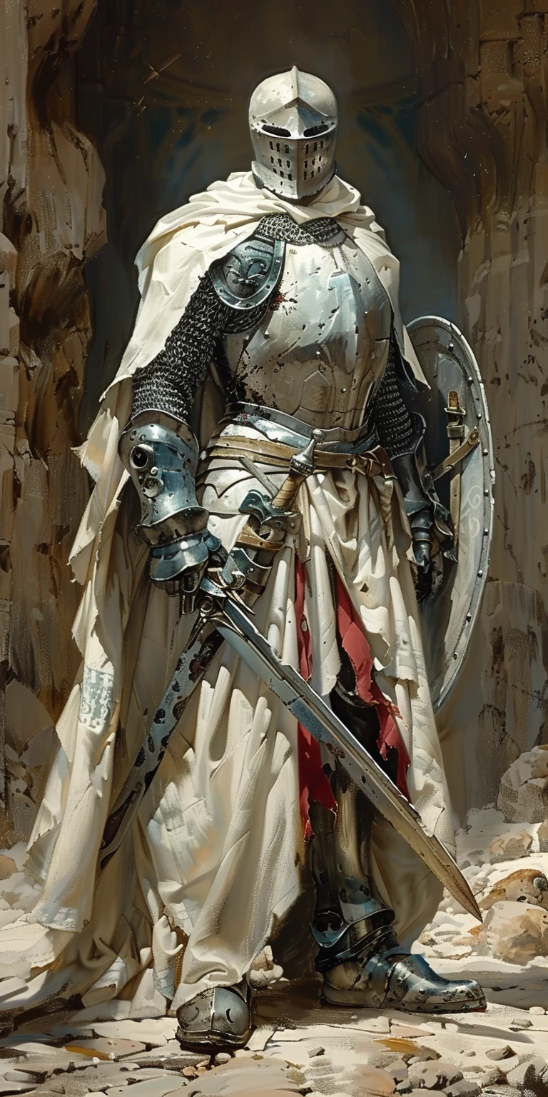 Knight Shield Cloak Fantasy Pencil Drawing