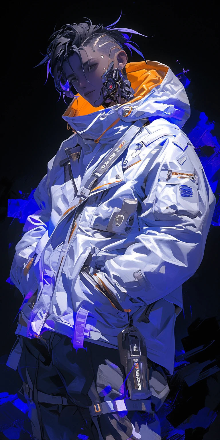 Cyberpunk Anime Character White Orange