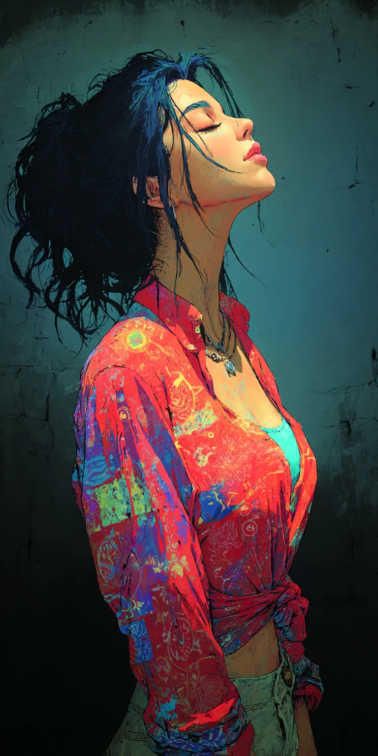 Watercolor Woman High-Contrast Realism Art