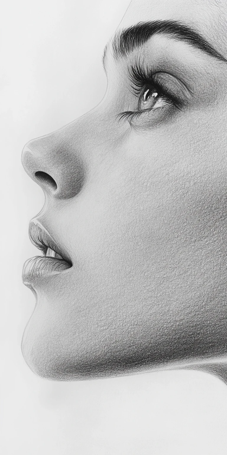 Woman Side Profile Graphite Pencil Drawing