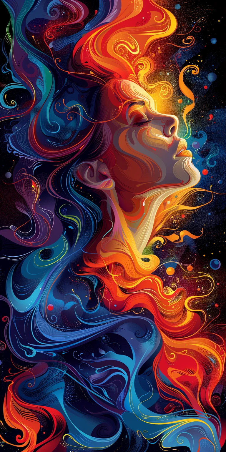 Woman Long Hair Vector Illustration Abstract