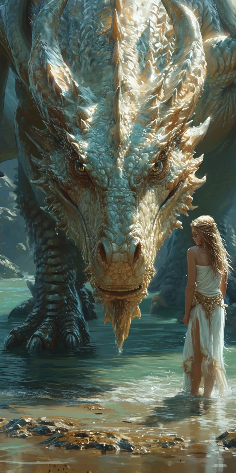 Woman With Dragon Underwater Fantasy