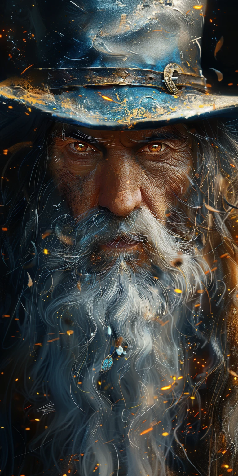 Wizard White Beard Watercolor Fantasy