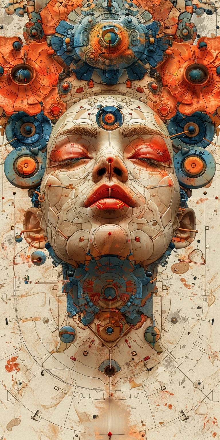 Abstract Head Animal Features Cyberpunk