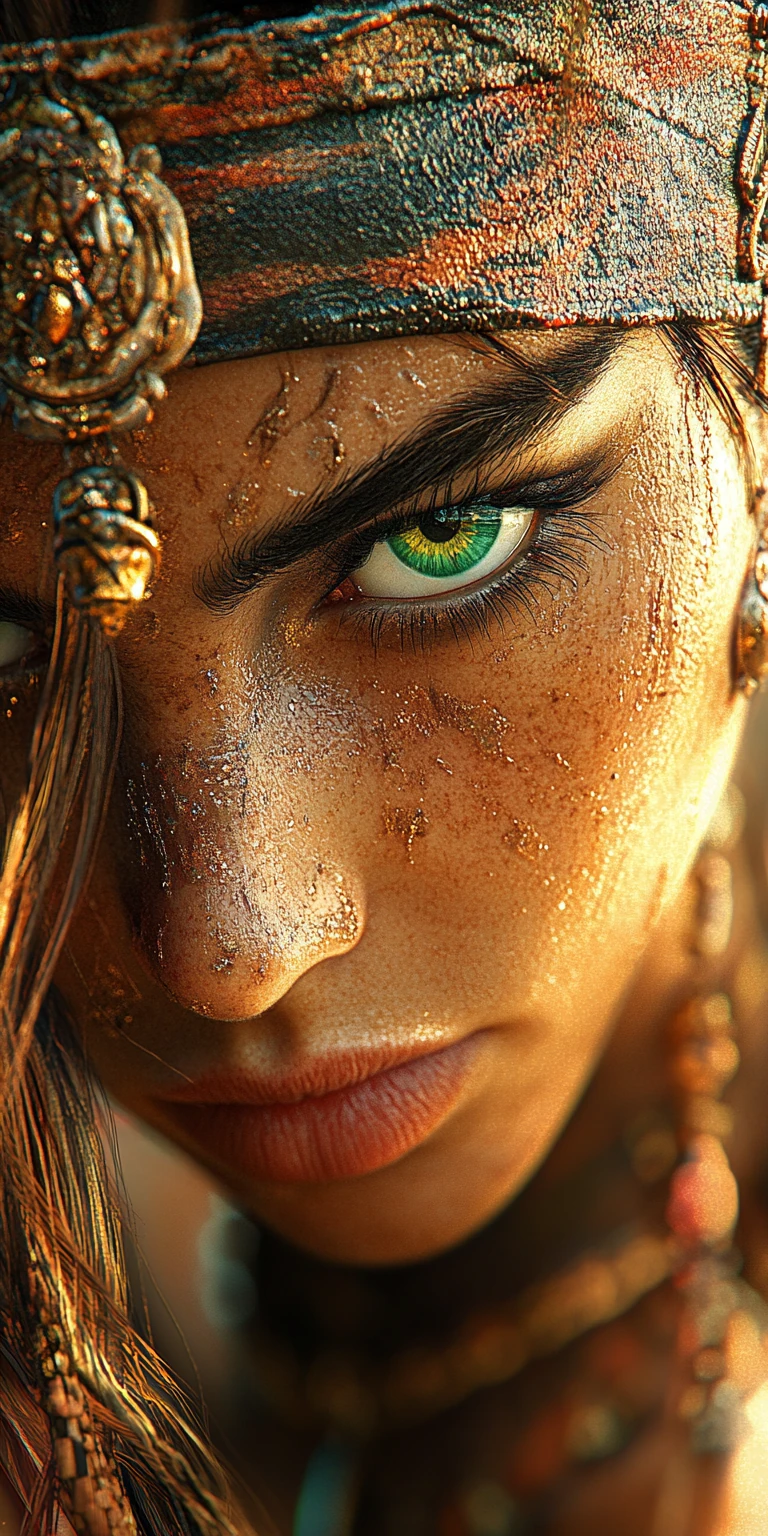 Woman Green Eyes Realism Fantasy
