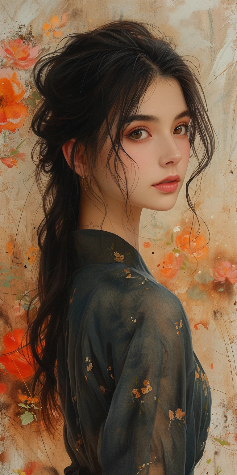 Woman Watercolor Pastoral Serenity Goro