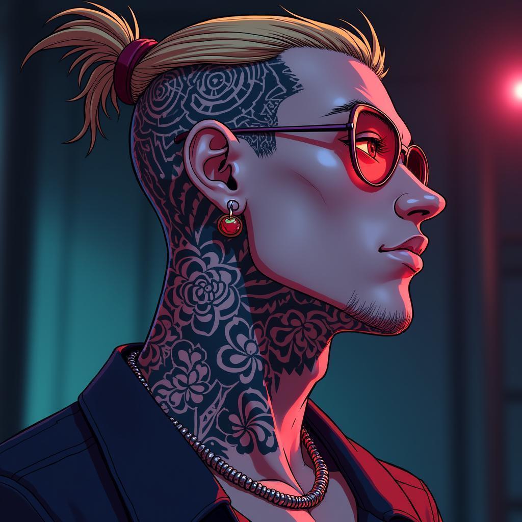 Anime Benny the Bouncer With Neck Tattoo