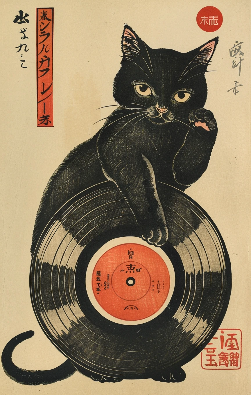 Vintage Japanese Black Cat