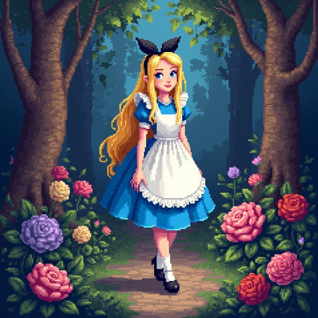 Alice in Wonderland Through Retro Pixels