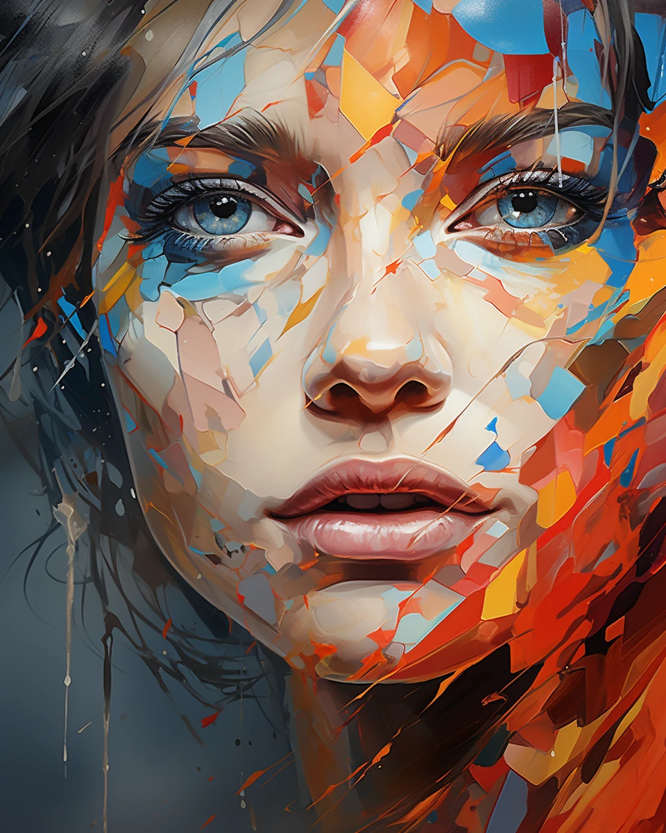 Woman Colorful Canvas Painting