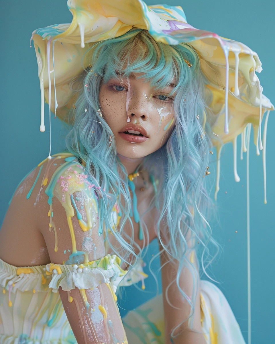 Model Blue Hair Ice Cream