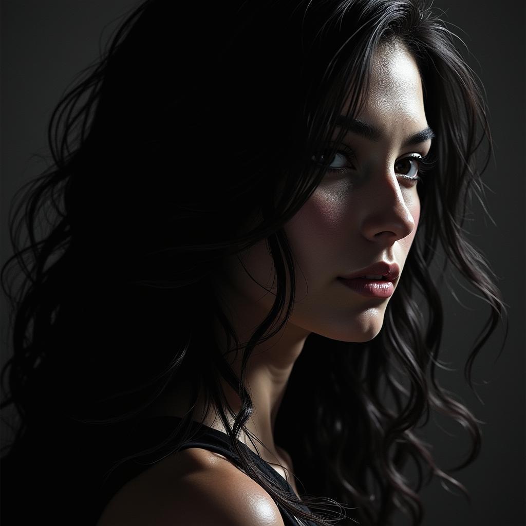 Sarah Shahi in Grainy Film Noir Light