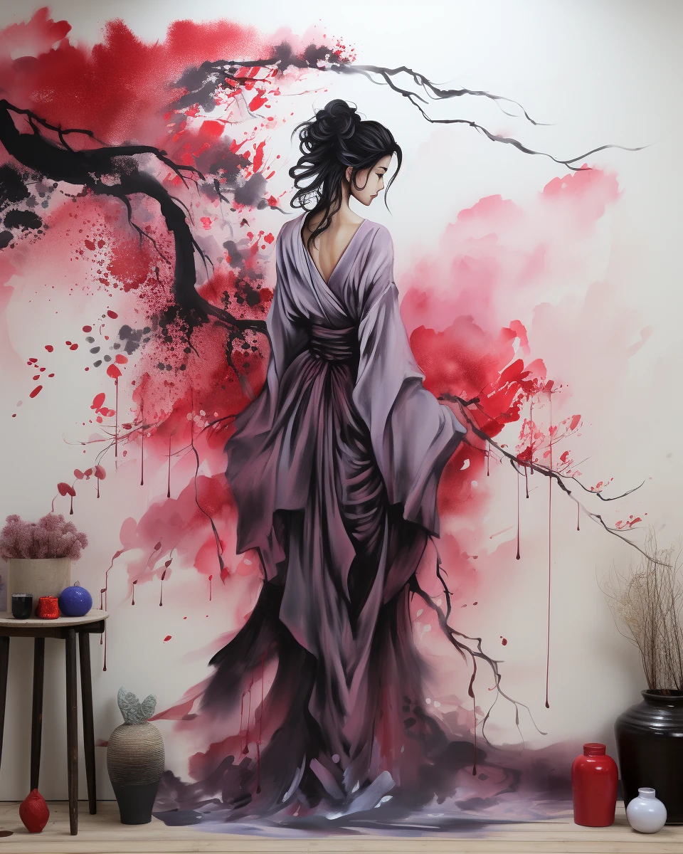 Geisha Woman Ink Red