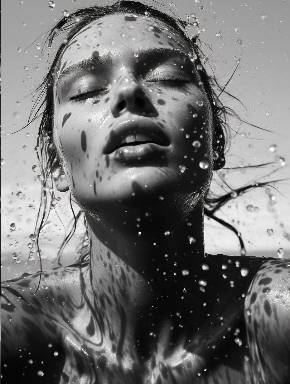 Woman Water Black White