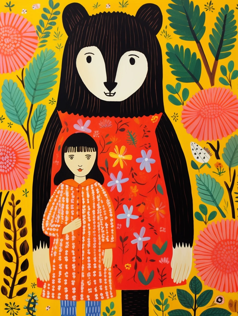 Bear Girl Illustration Cute