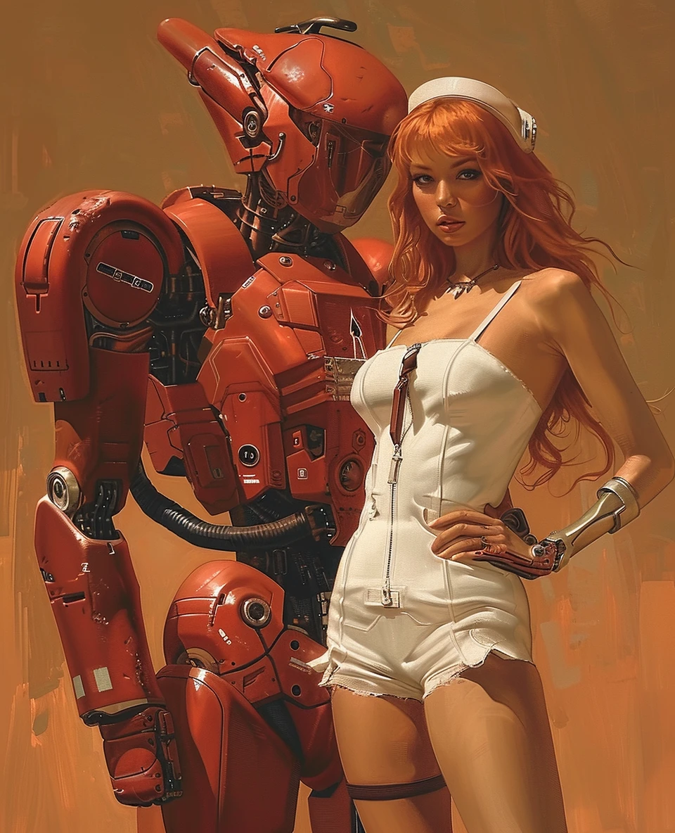 Red Robot Humanoid Woman