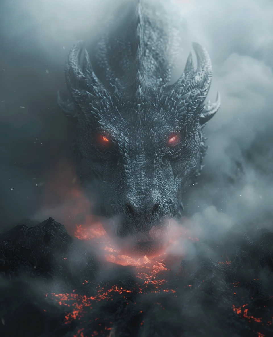 Giant Dragon Lava Foggy