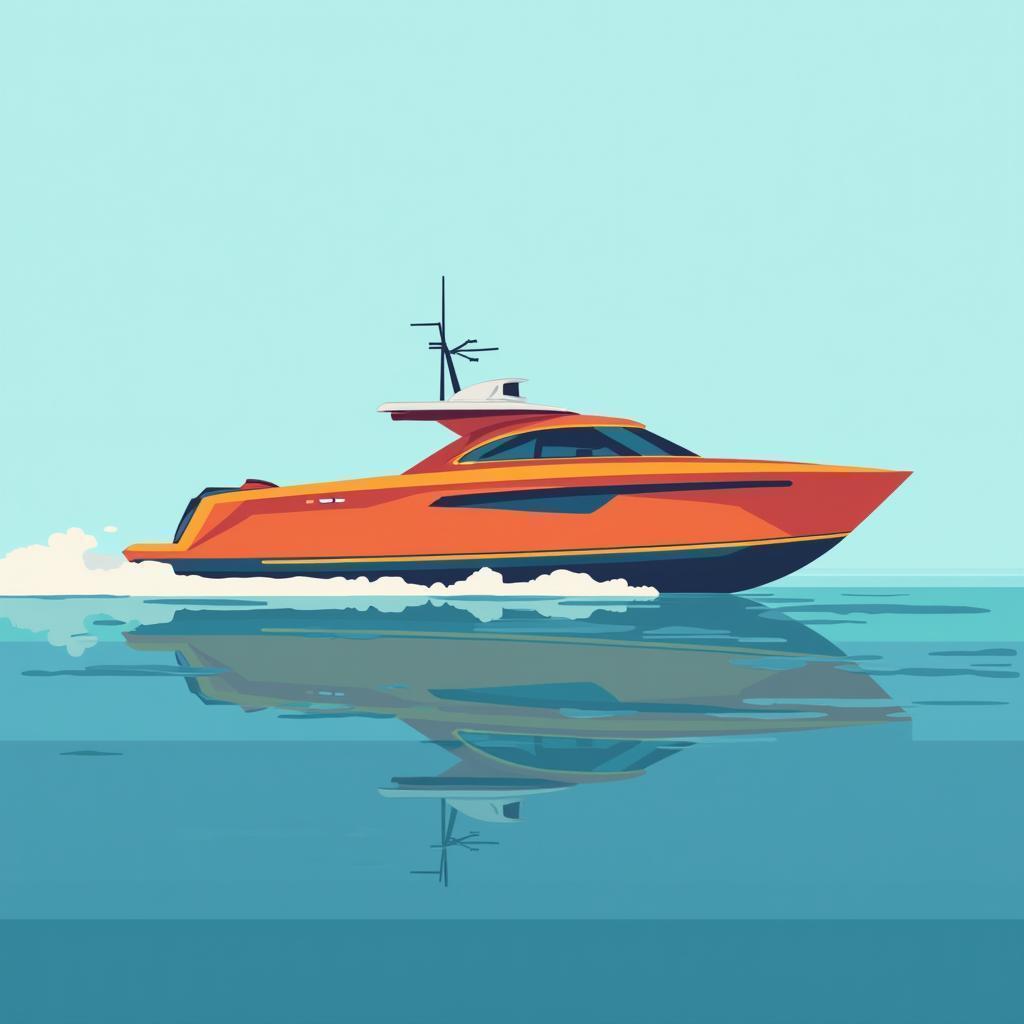 Stylized Vector Boat on a Geometric Sea