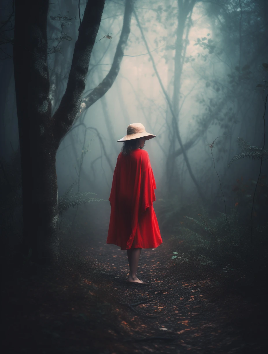 Girl Misty Forest Cape