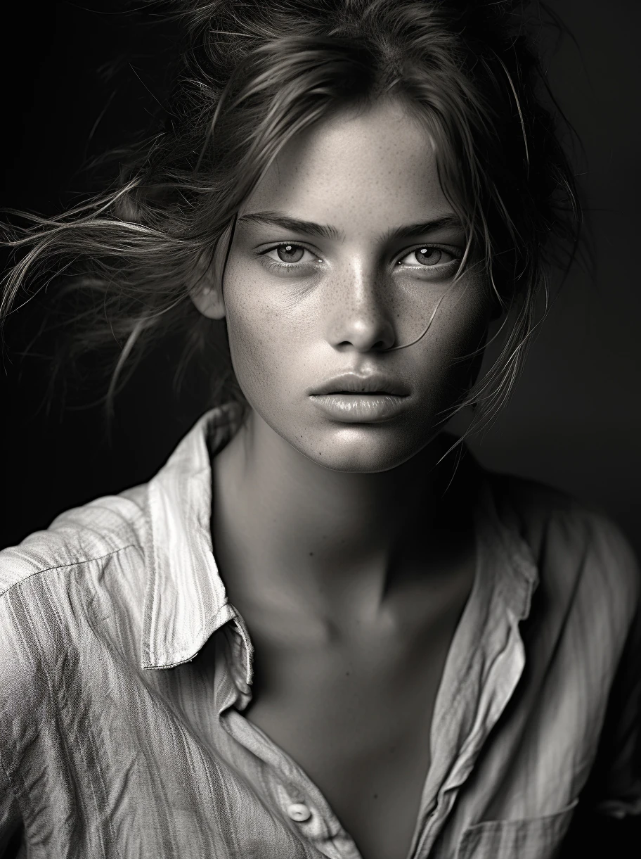 Woman Black White Portrait