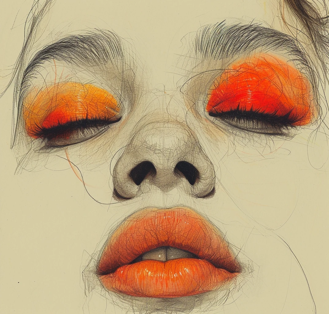 Woman Face Red Eyeshadow