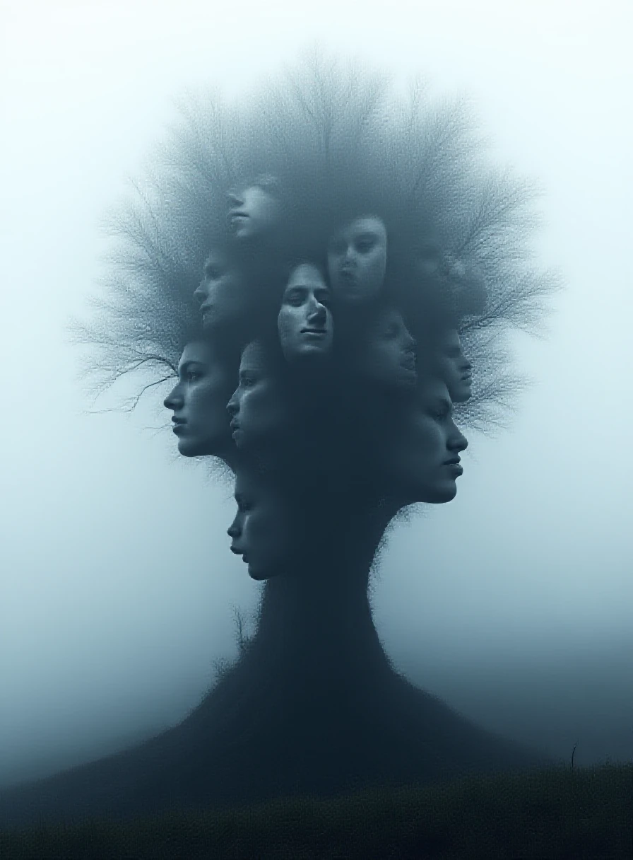 Tree Faces Mountain Surreal