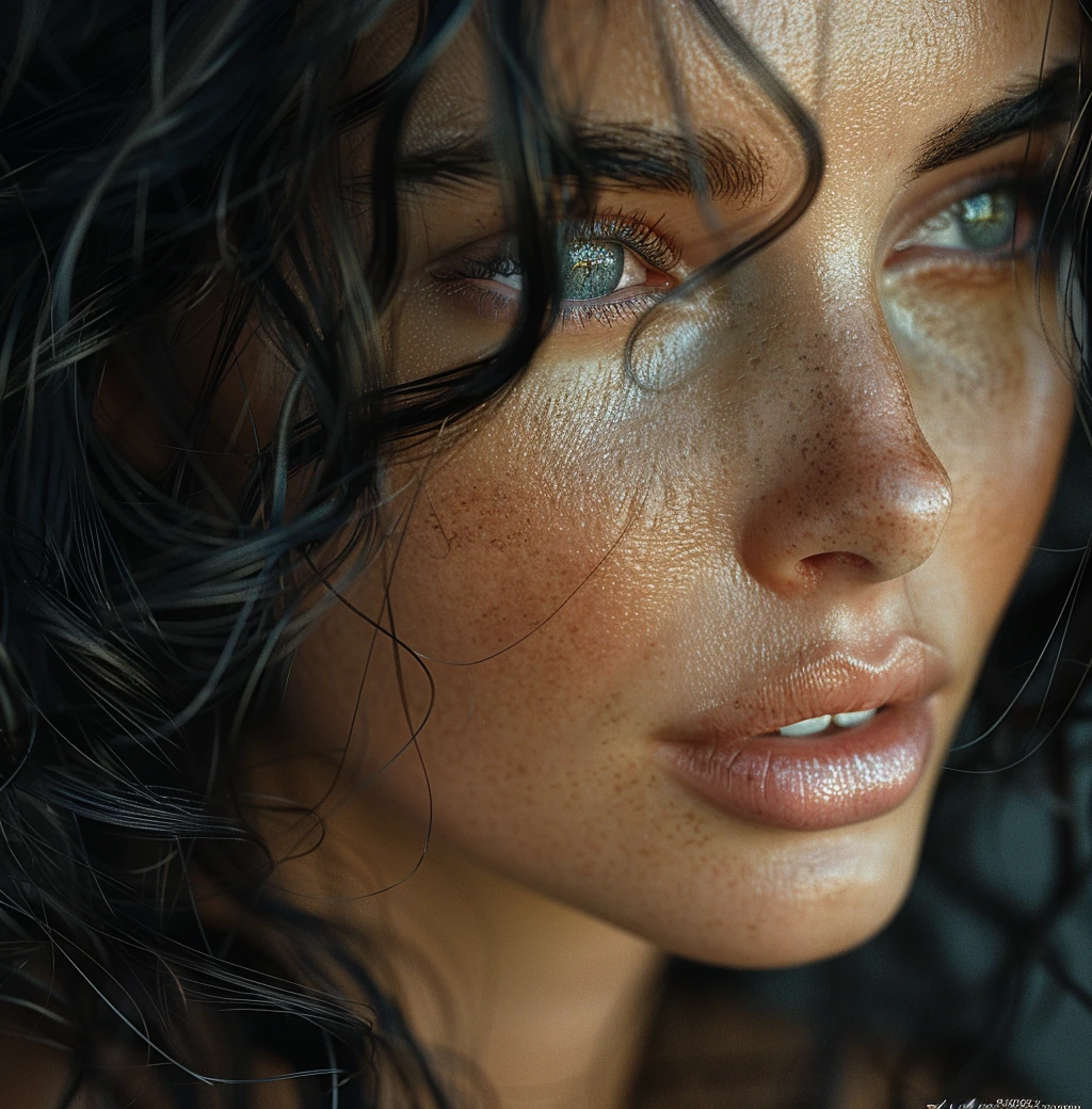 Woman Curly Hair Close