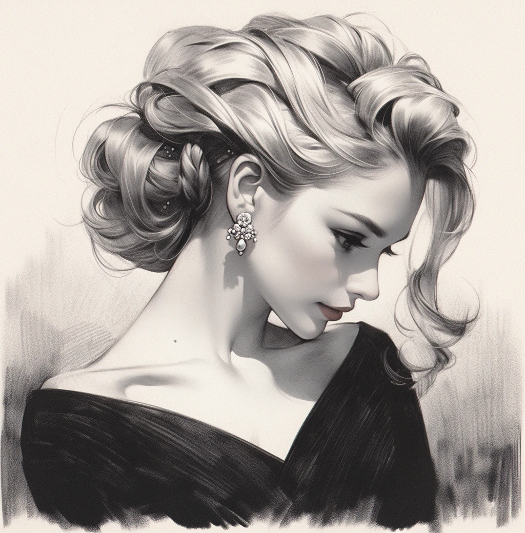Woman Updo Glamorous Realistic