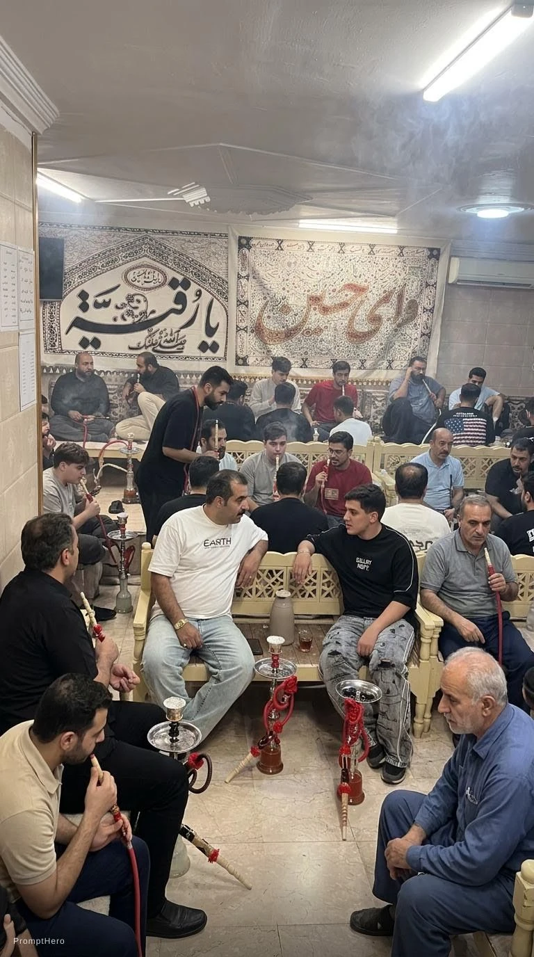 Iranian Cafe Hookah Crowd