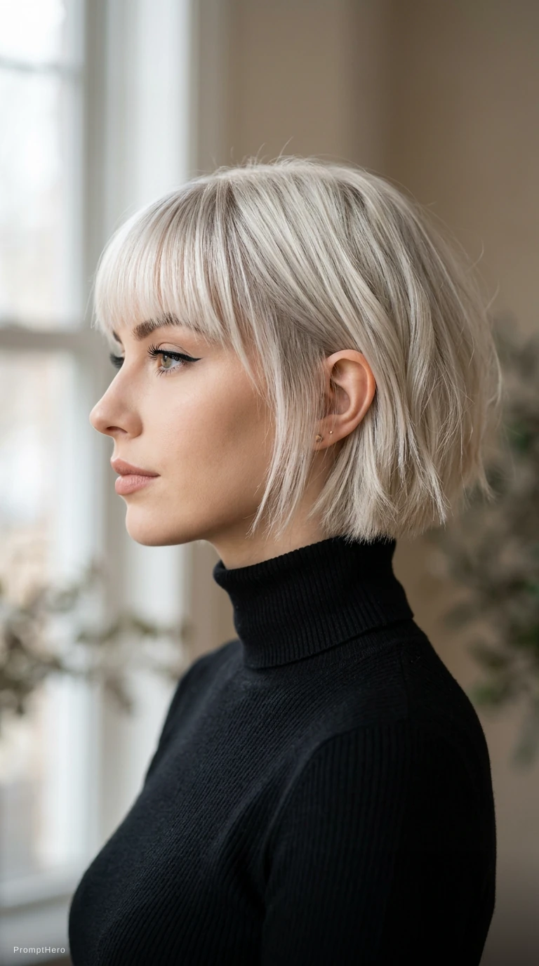 Woman Platinum Bob Portrait