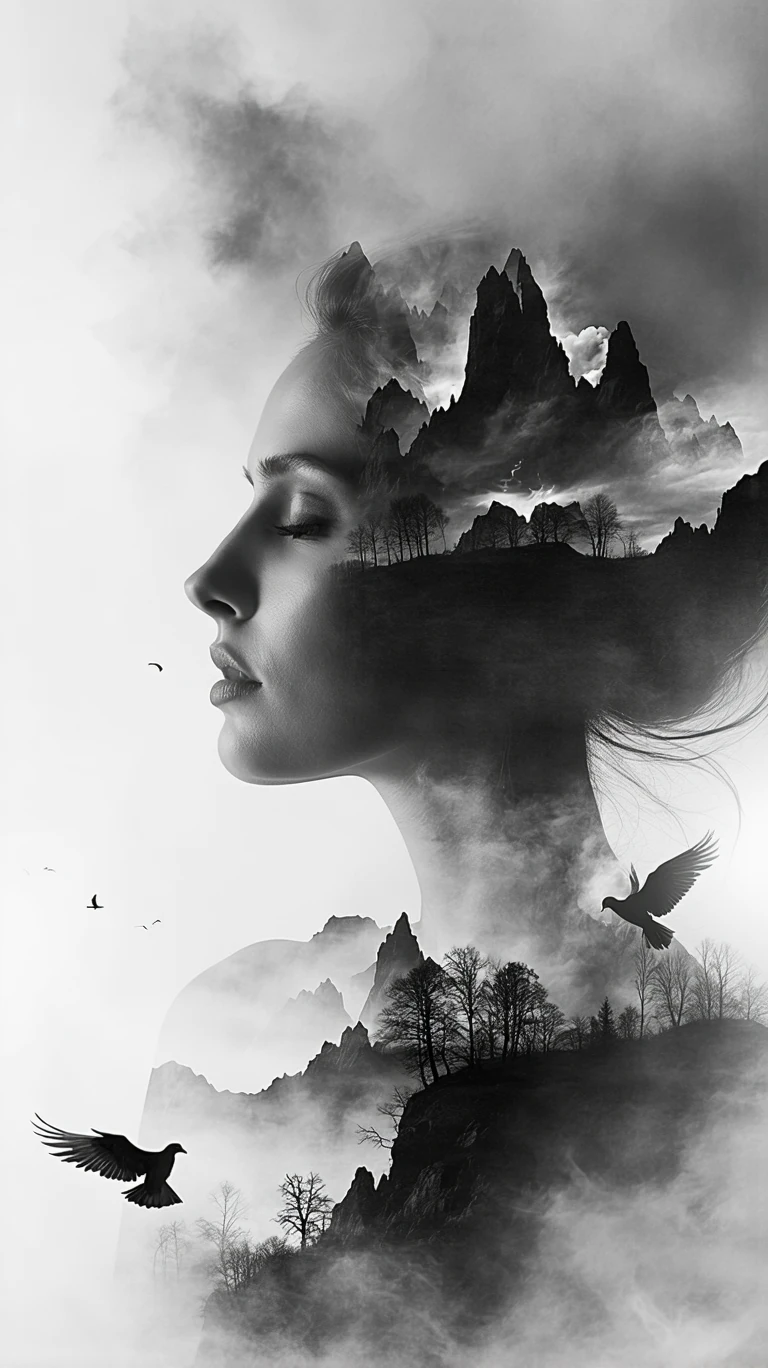 Woman's Face Heaven And Hell Fusion