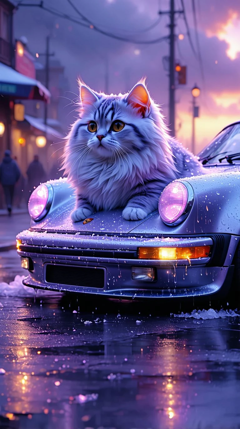 Feline Car Hybrid Dusk Landscape