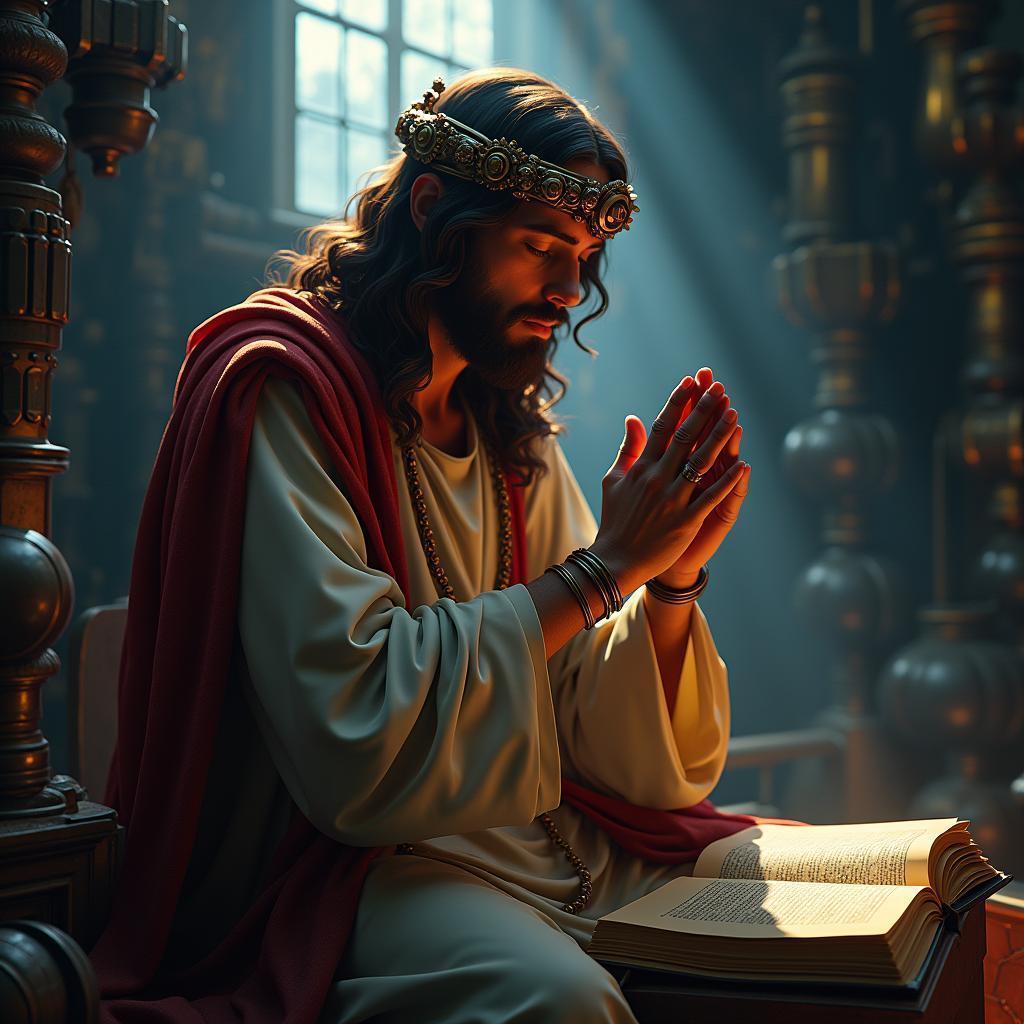 Jesus Praying in Steampunk Chiaroscuro