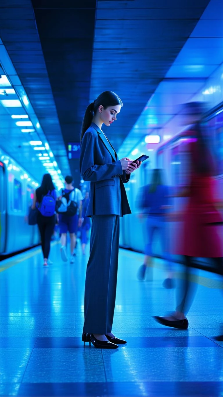 Woman In Subway Motion Blur