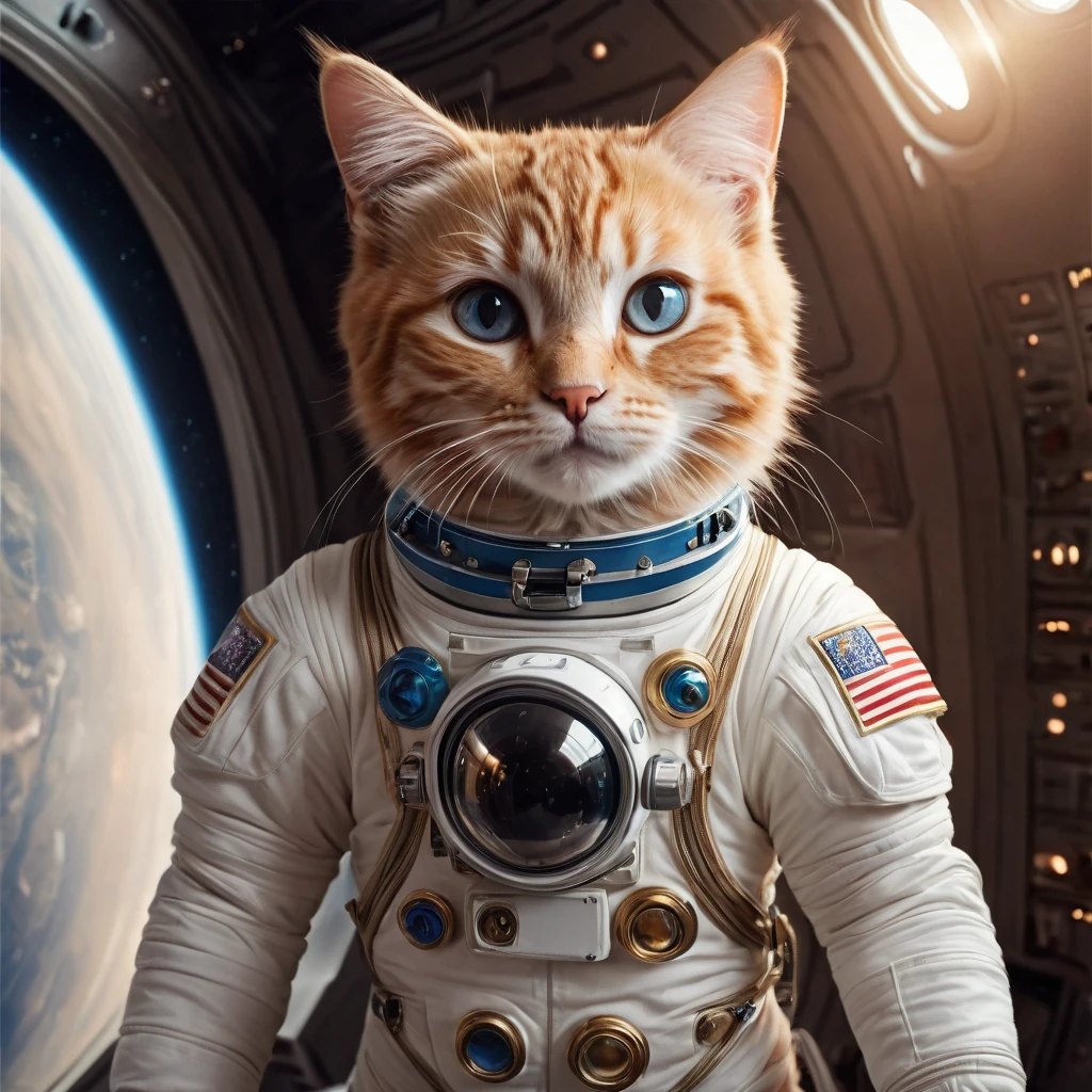 Cute Cat Astronaut In Space