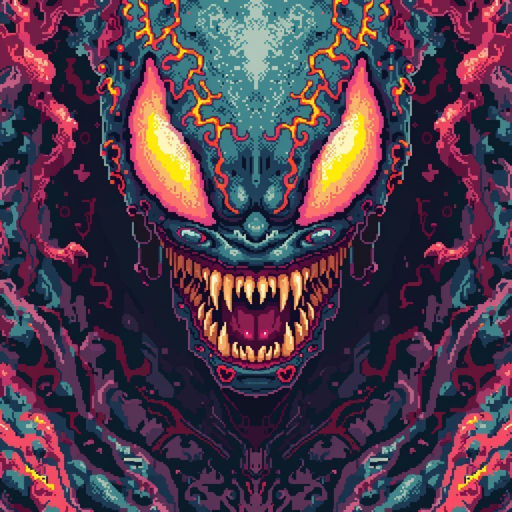 Lofi Biopunk Venom in Blocky Pixels