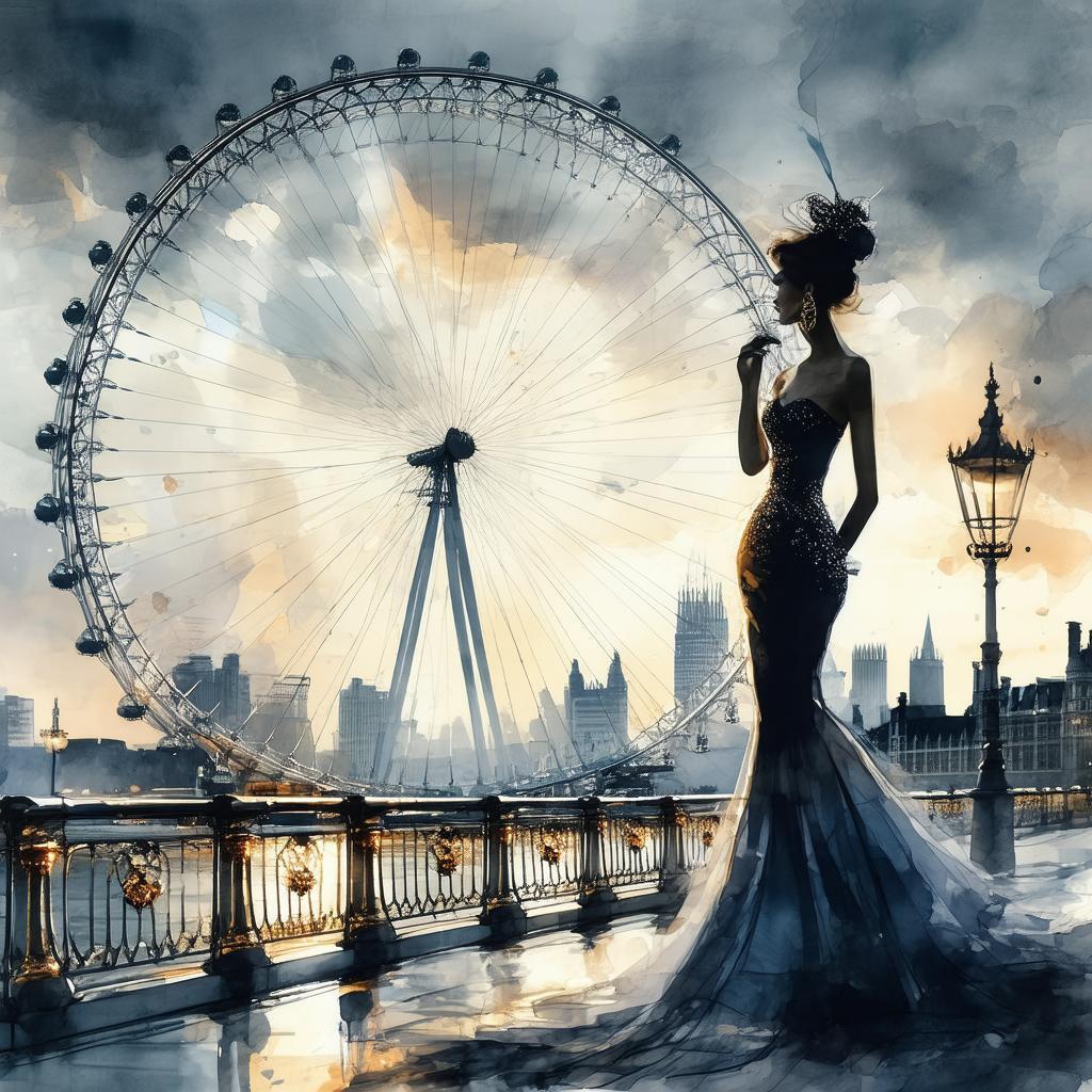 Millennium Wheel Fashion Sketch by the Thames