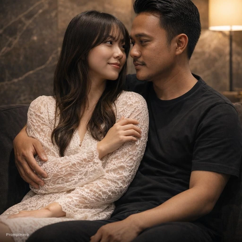 Intimate Couple Portrait Marble Lounge