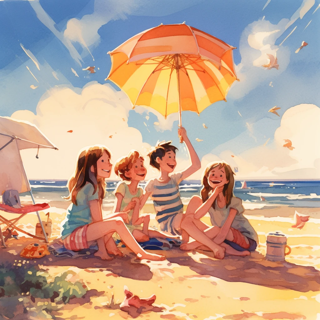 Friends Day At Beach Scene